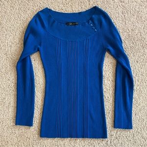 Womens Knit Cobalt Blue Sweater Shirt Long Sleeve - Size Medium